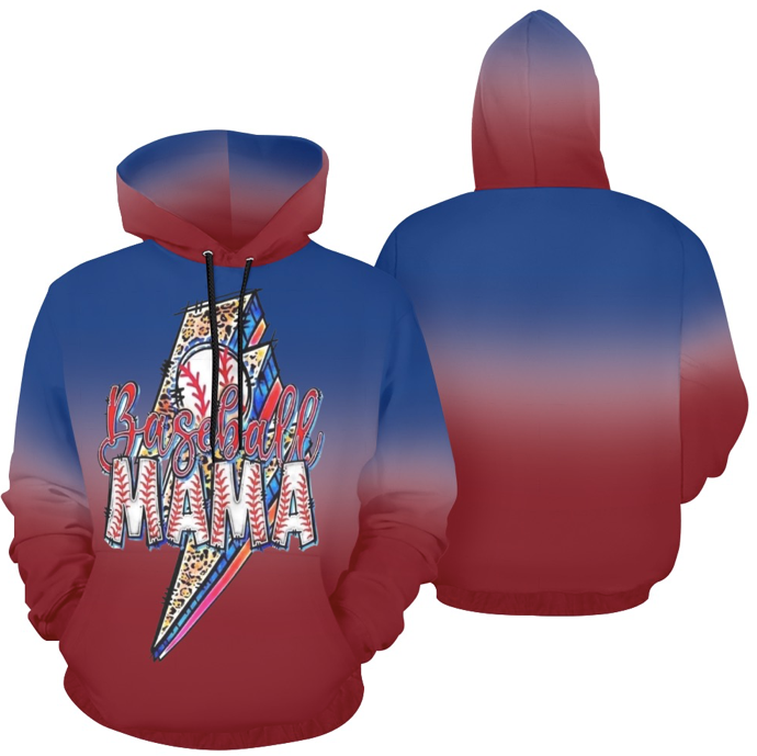 Red white and blue baseball mama hoodie